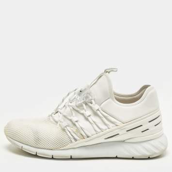 Pre Owned Louis Vuitton Fastlane Size 42.5 White Fabric and Mesh Low Top Sneakers