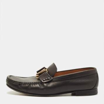Pre Owned Louis Vuitton Monte Carlo Size 40 Black Leather Loafers