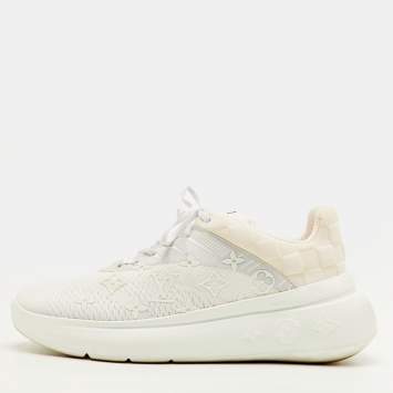 Pre Owned حذاء رياضي لويس فيتون شو أب قماش محبوك بشعار أحادي أبيض/كريمي مقاس 41.5