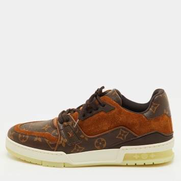 مملوكة مسبقًا Louis Vuitton LV Trainer Size 41.5 Brown Monogram Canvas and Suede Low Top Sneakers