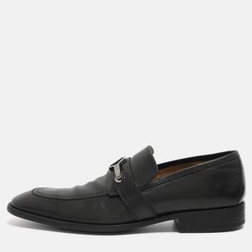 Pre Owned Louis Vuitton Size 45 Black Leather Loafers