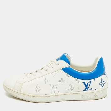 Pre Owned Louis Vuitton Luxembourg Size 41 White/Blue Gradient Monogram Leather Low Top Sneakers
