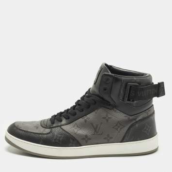 Pre Owned حذاء رياضي لوي فيتون هاي توب جلد وقماش مونوغرام رمادي/أسود مقاس 42.5