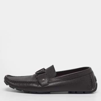 Pre Owned حذاء لوفرز لوي فيتون مونتي كارلو جلد لون برغندي داكن مقاس 42.5