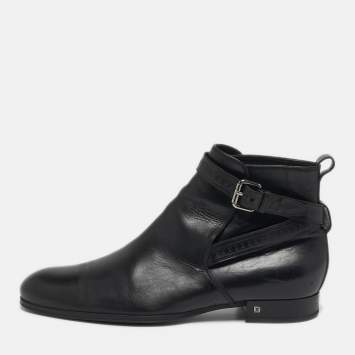 Pre Owned Louis Vuitton Greenwich Size 43 Black Leather Ankle Length Boots