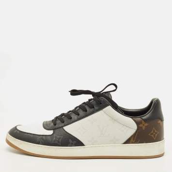 Pre Owned Louis Vuitton Rivoli Size 43.5 Tricolor Monogram Canvas and Leather Lace Up Sneakers
