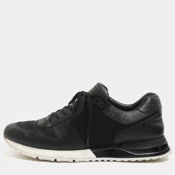 Pre Owned Louis Vuitton Run Away Size 44 Black Leather and Mesh Low Top Sneakers 