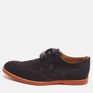 Pre Owned Louis Vuitton Size 43 Navy Blue Suede Derby