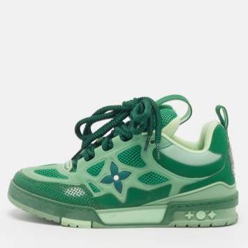 مملوكة مسبقًا Louis Vuitton LV Skate Size 40 Green Mesh and Leather Sneakers