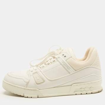 Pre Owned Louis Vuitton LV Trainer Size 42.5 White Leather Low Top Sneakers