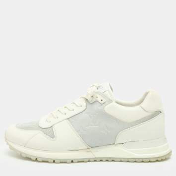 Pre Owned Louis Vuitton Run Away Size 41.5 White/Grey Leather and PVC Lace Up Sneakers