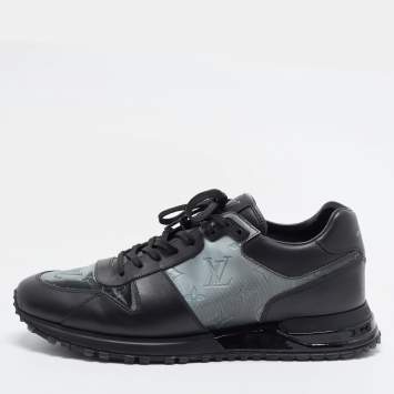 Pre Owned Louis Vuitton Run Away Size 42.5 Black Leather and PVC Lace Up Sneakers