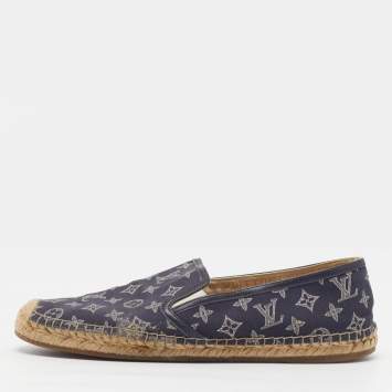 Pre Owned Louis Vuitton Bidart Size 42.5 Blue Monogram Denim Espadrille