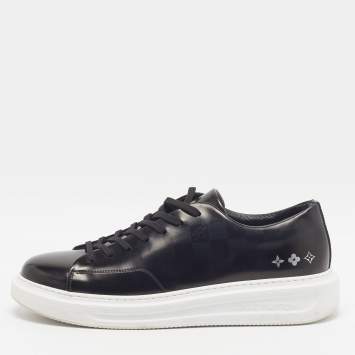 Pre Owned Louis Vuitton Beverly Hills Size 43 Black Leather Lace Up Sneakers