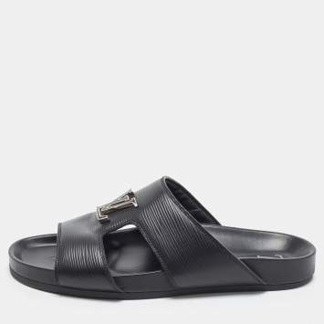 Pre Owned Louis Vuitton Citybreak Size 41.5 Black Epi Leather Flat Slide