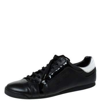 Pre Owned Louis Vuitton Black Leather Lace Up Sneakers Size 44