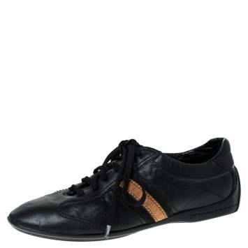 Pre Owned Louis Vuitton Black Leather Lace Up Sneakers Size 39