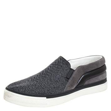 Pre Owned Louis Vuitton Grey Fabric, Suede and Leather Twister Slip-on Sneakers Size 41