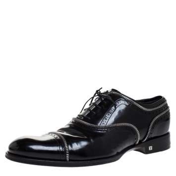 Louis Vuitton Black Patent Leather Lace Up Oxfords Size 41.5