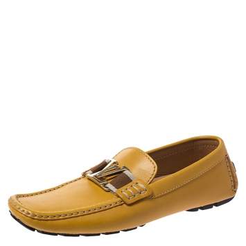 Pre Owned Louis Vuitton Mustard Leather Monte Carlo Loafers Size 41