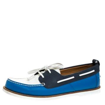 Pre Owned Louis Vuitton Multicolor Leather And Damier Ebene Boat Deck Derby Size 45