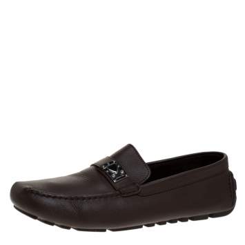 Pre Owned Louis Vuitton Brown Leather Suhali Lombok Driving Loafers Size 45