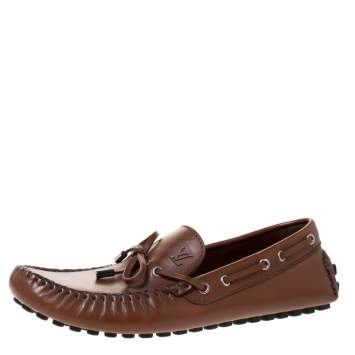 Pre Owned Louis Vuitton Brown Leather Arizona Moccasin Size 42