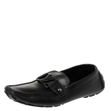 Pre Owned Louis Vuitton Black Leather Monte Carlo Loafers Size 40.5