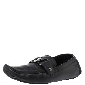 Pre Owned Louis Vuitton Black Leather Monte Carlo Loafers Size 42