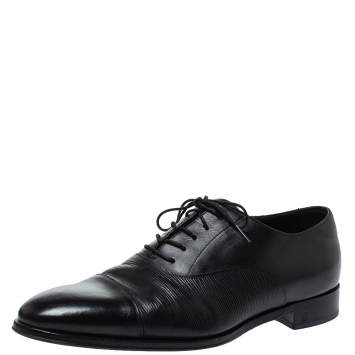 Pre Owned Louis Vuitton Black Leather Lace Up Oxford Size 42.5