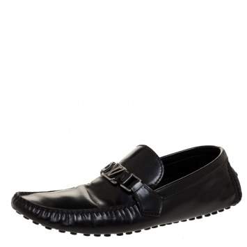 Pre Owned Louis Vuitton Black Leather Monte Carlo Slip On Loafers Size 43