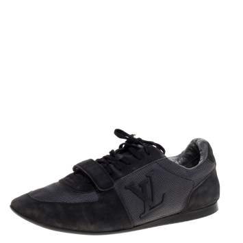 Pre Owned Louis Vuitton Black/Grey Canvas And Suede 'Stardust' Lace Up Sneaker Size 42.5
