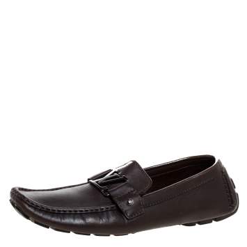 Pre Owned Louis Vuitton Dark Brown Leather Monte Carlo Loafers Size 43.5