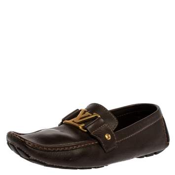 Pre Owned Louis Vuitton Brown Leather Monte Carlo Loafers Size 41.5