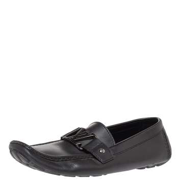 Pre Owned Louis Vuitton Black Leather Monte Carlo Loafers Size 41.5
