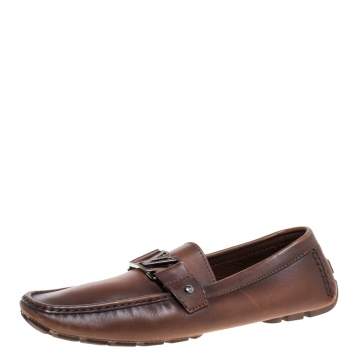 Pre Owned Louis Vuitton Ombre Brown Leather Monte Carlo Loafers Size 45