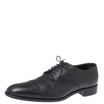 Pre Owned Louis Vuitton Black Leather Lace Up Oxford Size 43.5