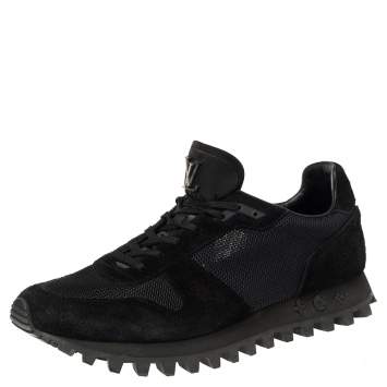 Pre Owned Louis Vuitton Black Mesh and Suede Runner Sneakers Size 43.5