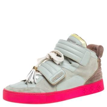Pre Owned Louis Vuitton x Kanye West Multicolor Leather and Suede Jasper High Top Sneakers Size 40.5