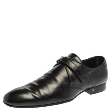 Pre Owned Louis Vuitton Black Leather Monk Strap Derby Size 44