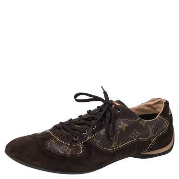 Pre Owned Louis Vuitton Brown Suede And Monogram Canvas Energie Sneakers Size 46