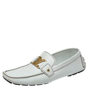 Pre Owned Louis Vuitton White Leather Monte Carlo Loafers Size 44