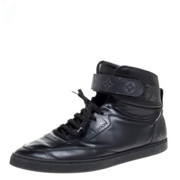 Pre Owned Louis Vuitton Monogram Eclipse Canvas and Leather Passenger High Top Sneakers Size 44