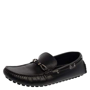 Pre Owned Louis Vuitton Black Epi Leather Braid Knot Detail Loafers Size 42.5