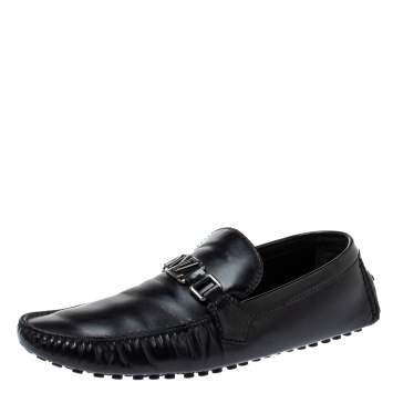 Pre Owned Louis Vuitton Black Leather Monte Carlo Loafers Size 45