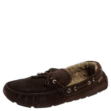 Louis Vuitton Brown Suede Leather Arizona Slip On Loafers Size 42