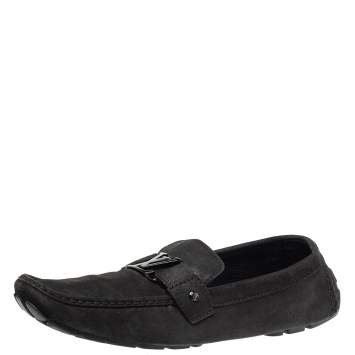 Pre Owned Louis Vuitton Black Suede Leather Monte Carlo Slip On Loafers Size 46