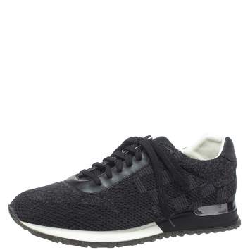 Pre Owned Louis Vuitton Black Damier Knit and Leather Run Away Sneakers Size 41