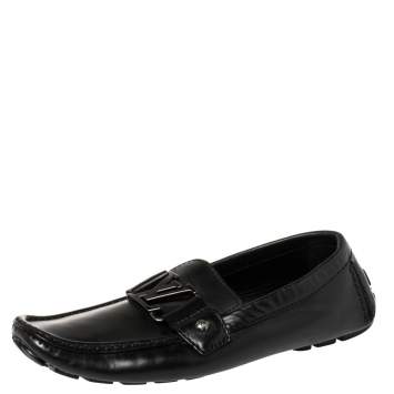 Pre Owned Louis Vuitton Black Glossy Leather Montaigne Moccasins Size 39.5