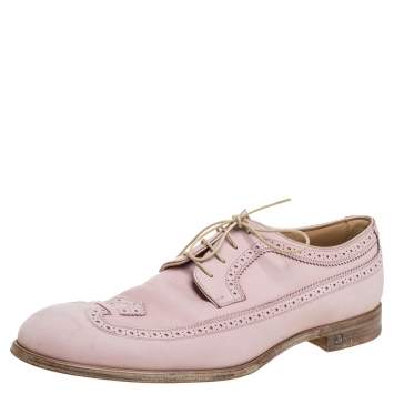 Pre Owned Louis Vuitton Pink Brogue Nubuck Leather Melrose Derby Size 43